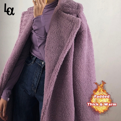 Luck A Long Teddy Bear Jacket Coat Women Winter Thick Warm Oversized Chunky Outerwear Overcoat Women Faux Lambswool Fur Coats ► Photo 1/6