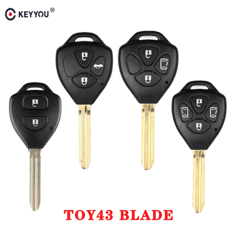 KEYYOU 2/3/4 Buttons Remote Car Key Case Shell FOB For Toyota Camry RAV4 Yaris Prado Tarago Corolla REIZ Crown Avalon Venza ► Photo 1/6