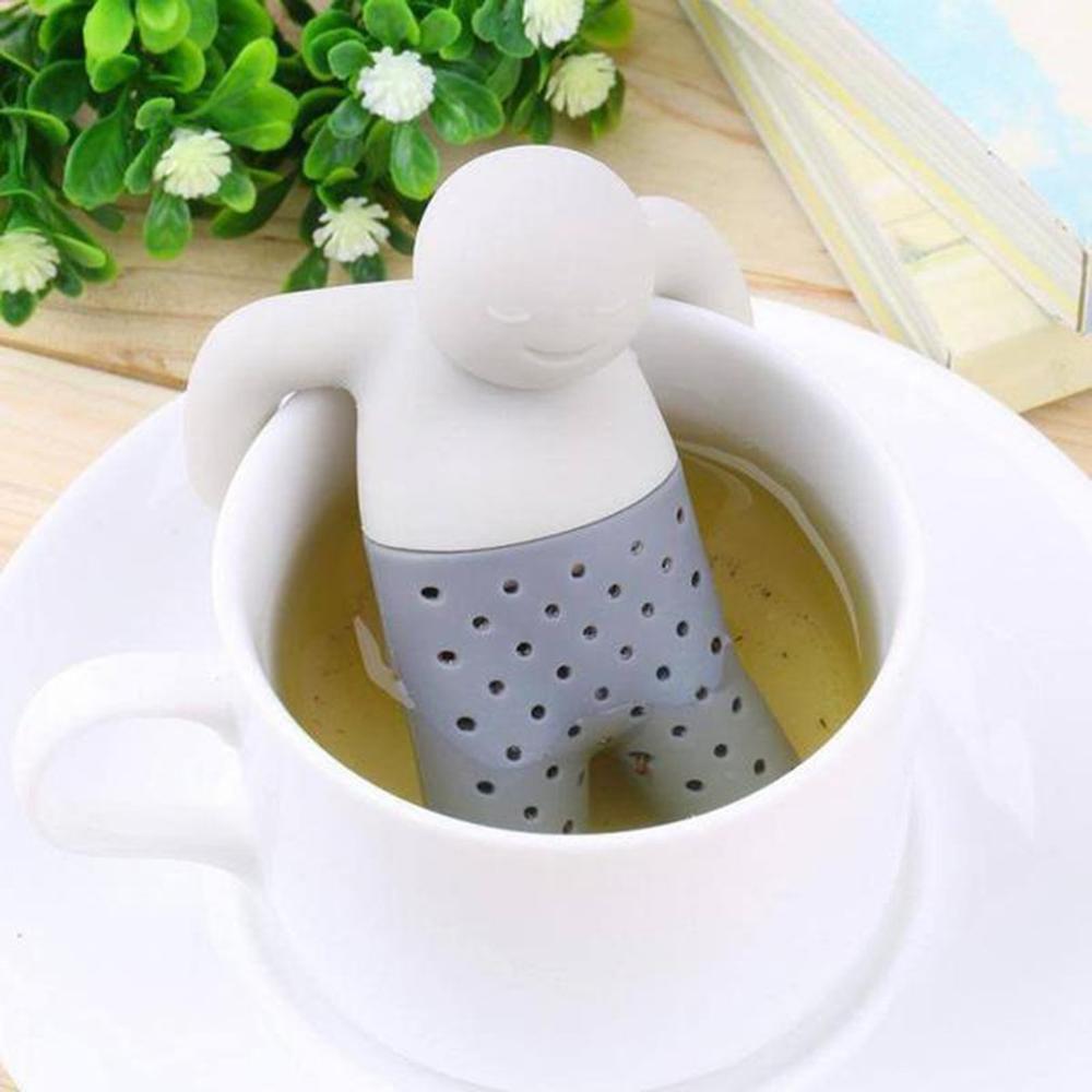 Cute Little Man Shaped Tea Strainer Silicone Universal Tea Kitchen  Accessories 