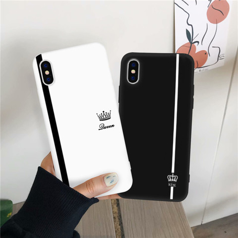 Jamular King Queen Lovers Couple Case For Iphone X Xs Max X Xr 11 Pro 12 Se 7 8 6plus Black White Silicon Soft Phone Cover Bag Price History Review