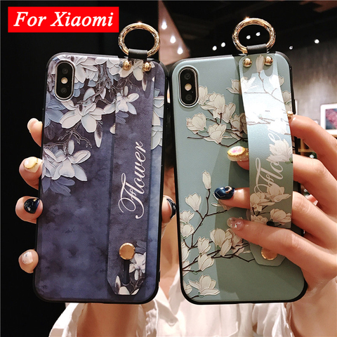 Mi 9 Lite Case Luxury Rose Flower Wrist Strap Stand Holder Soft Cover for Xiaomi Redmi Note 9s 9 Pro K30 Mi 9T Pro Poco X2 Coque ► Photo 1/6