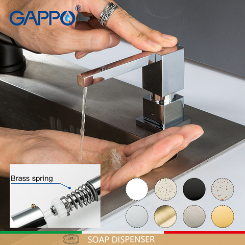 GAPPO Liquid Soap Dispenser Brass Kitchen Soap Dispensers Square Counter top Dispenser ► Photo 1/6