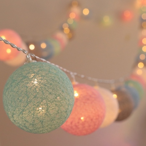 20 LED Cotton Ball Garland String Lights Christmas Fairy Lighting Strings for Outdoor Holiday Wedding Xmas Party Home Decoration ► Photo 1/6