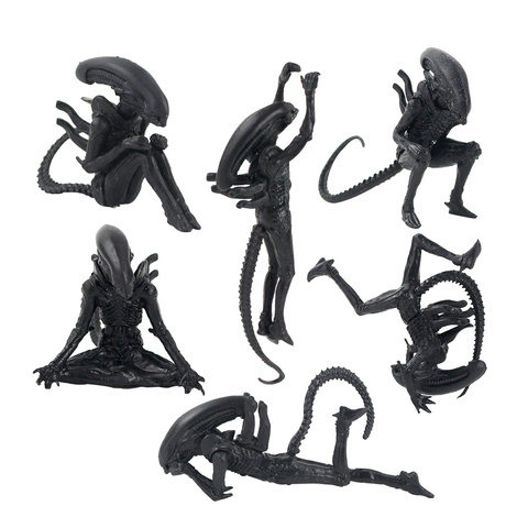 6pcs/set 3-10cm Aliens VS Predators Aliens Hybrid Figuration Xenomorph Hang Down Squat Yoga Relax PVC Mini Figure Toys ► Photo 1/6