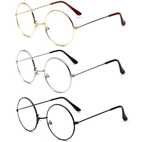 Women Men Plain Eyeglasses Large Oversized Metal Frame Clear Lens Round Glasses Decorative Eyewear Retro Style Spectacles ► Photo 1/6