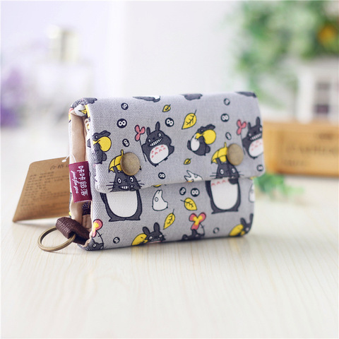 1pcs New Canvas Cartoon Totoro Cat Printed Flower Dog Women Short Wallet Cute Mini Money Key Bag Coin Pocket Purse for Children ► Photo 1/6