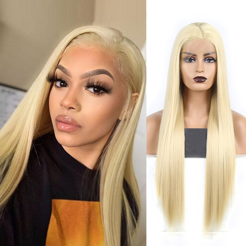 Charisma Blond Wigs Long Silky Straight Hair Synthetic Lace Front Wig Heat Resistant Wig Side Part Cosplay Wigs For Women ► Photo 1/6