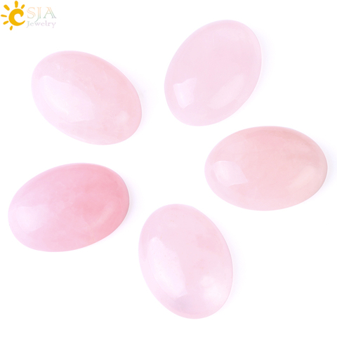 CSJA Natural Pink Crystal Cabochon Bead Oval CAB Quartz No Hole Healing Gem Stone for Women Jewelry Making DIY Fittings 1Pc F531 ► Photo 1/6
