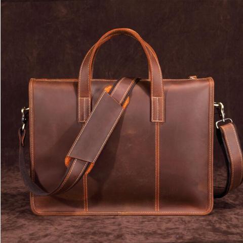 MAHEU High Fashion Mens Leather Briefcase Bag Top Layer Cowhide Handbag For 15 Inch Laptop Notebook PC Business Bag Male Tote ► Photo 1/6