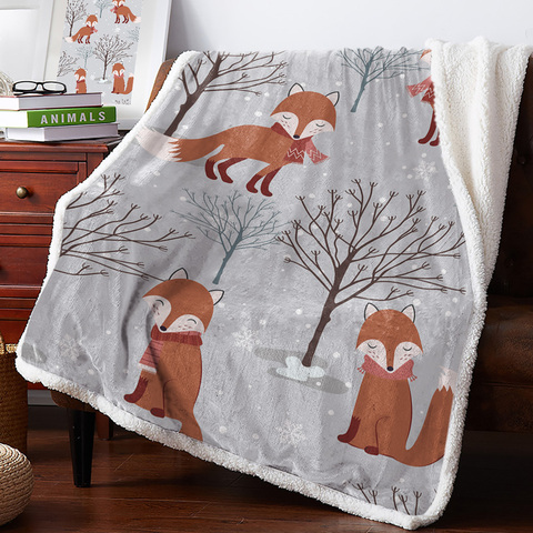 Winter Brown Fox Branch Snow Super Warm Soft  Blanket Office Sofa Plush Blanket Bedspreads Quilt Drop Ship ► Photo 1/6