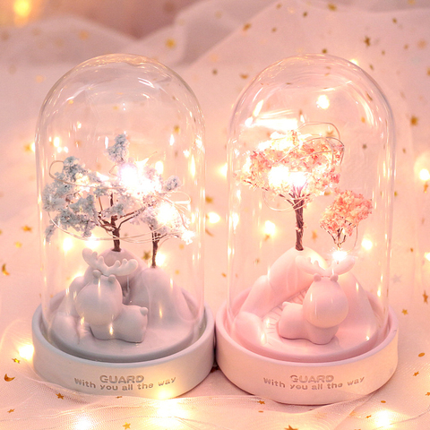 LED Cartoon Resin Night Light Guardian Deer Sakura flower Star lamp Romantic Bedroom Decor Boy Girl Kids Birthday Xmas Gift ► Photo 1/6