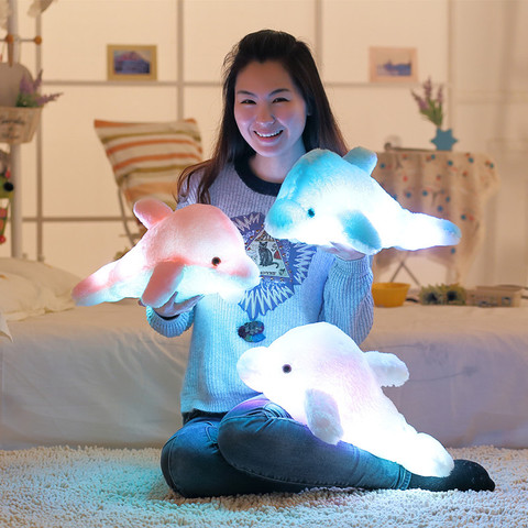 45cm Creative Luminous Plush Dolphin Doll Glowing Pillow, LED Light  Animal Toys Colorful  Kids Children's Gift WJ453 ► Photo 1/5