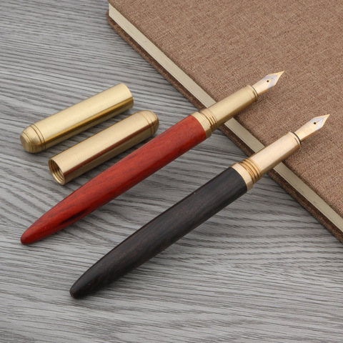 luxurious quality brass classic fountain pen Red wood Pear Rosewood golden ink pen Stationery Student Office school supplies ► Photo 1/6