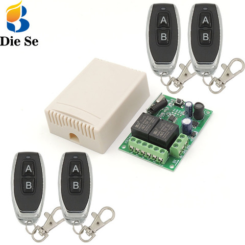 433 MHz Wireless Universal Remote Control Switch DC 12V 24V 2CH rf Relay Receiver and Transmitter for Garage and Gate Controller ► Photo 1/6