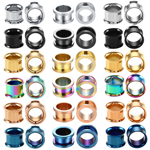 2pcs/lot Steel Screw Ear Plugs Tunnel Flesh Earring Gauges Hollow Piercing Tunnels Ear Expander Stretcher Body Jewelry 2mm-20mm ► Photo 1/6