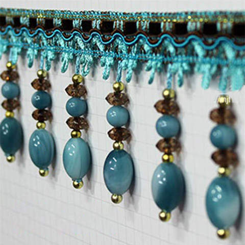 1M Acrylic Beaded Lace Curtain Sewing Tassel Fringe Upholstery Ribbon Trim ► Photo 1/6