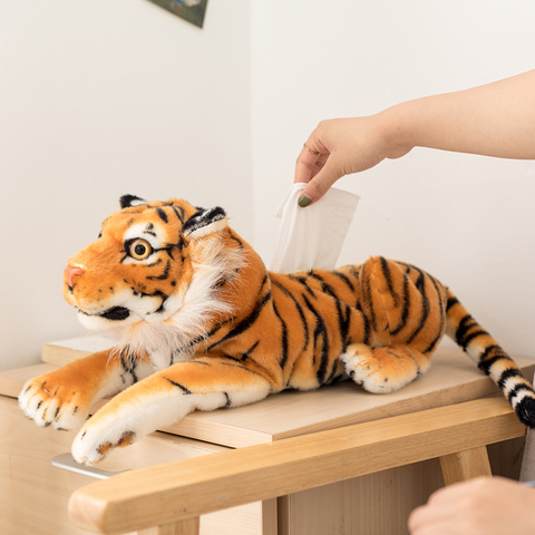 1pc 46CM Simulation Tiger & Leopard Tissue Box Plush Toys Stuffed Animal Dolls for Room Car Sofa Paper Holder Napkin Case Gifts ► Photo 1/6