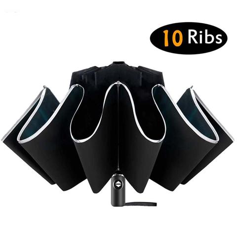 Inverted Umbrella/Travel Portable Windproof Folding Umbrella,10Ribs Auto Open/Close Umbrella,Reflective Stripes for Night Safety ► Photo 1/6