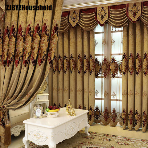 New European Style Curtain Fabric Embroidery Curtains for Living Dining Room Bedroom Valance ► Photo 1/5