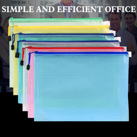 A4 Grid Transparent Document Organizer PVC Zipper Stationery School Handle Paper Pouch File Organizer A3/A4/A5/A6 Document Bag ► Photo 1/6