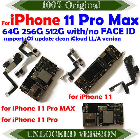 Free Shipping Unlocked Clean iCloud For iPhone 11 Pro Max Main Logic Board Motherboard MB Support iOS Update ► Photo 1/6
