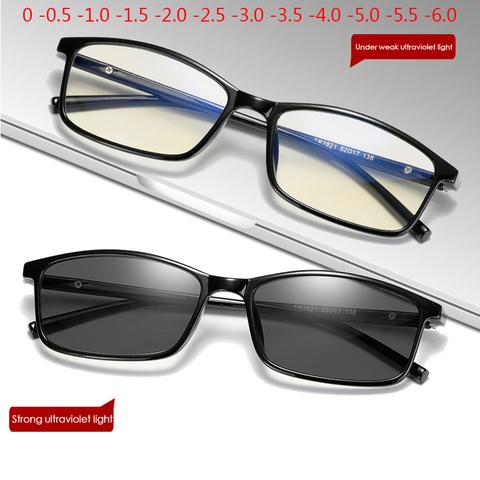 Thin Frame Change Color Eyewear Photochromic Glasses Women Men Prescription 0 -0.5 -1.0 -1.5 -2.0 -2.5 -3.0 To -6.0 ► Photo 1/6