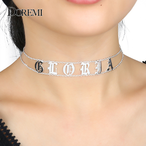 DOREMI 2022 Old English Numbers Necklace Name Custom Choker Personalized Letter Necklace for Girl Gothic Chic Jewelry ► Photo 1/6
