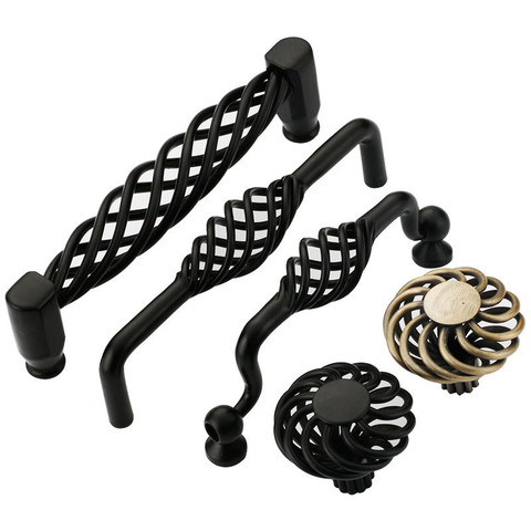 Bird Cage Furniture Handles Black Cabinet Knobs and Handles Kitchen Handle Cupboard Pulls Drawer Knobs Antique Bronze Handles ► Photo 1/6