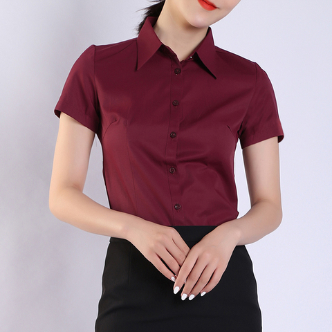 Womens Tops and Blouses Cotton Women Shirts Solid Women Blouses Short Sleeve White Plus Size XXXL/4XL Blusas Femininas Elegante ► Photo 1/6