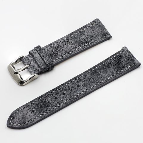 High Quality Retro Watch Strap Band 18mm 20mm 22mm 24mm Leather Watchbands Gray Black Brown Blue for Men Watch Accessories ► Photo 1/6