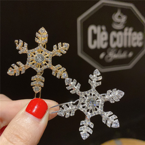 2022 New Geometric Hair Clips Fashion Metal Snowflake Rhinestone Hairpin Diamond Hair Jewelry Gold Silver Barrettes Accessories ► Photo 1/6