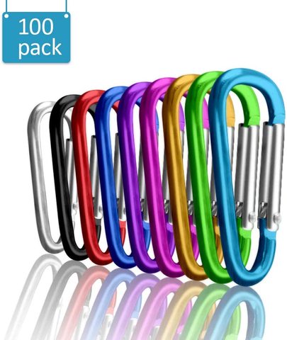 100pcs Carabiners Aluminum Locking Carabiner Spring Clips Hook Keychain Buckle Mountaineering Hook Climbing Sports Outdoor Camp ► Photo 1/6