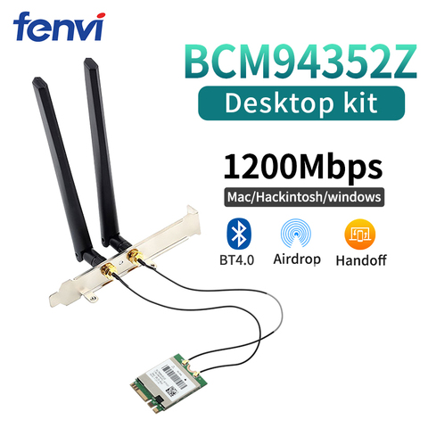 Dual Band Wireless BCM94352Z Desktop M.2 Kit Hackintosh WIFI Card NGFF 1200M 5G/2.4G 802.11ac Bluetooth 4.0 Wlan Adapter DW1560 ► Photo 1/6