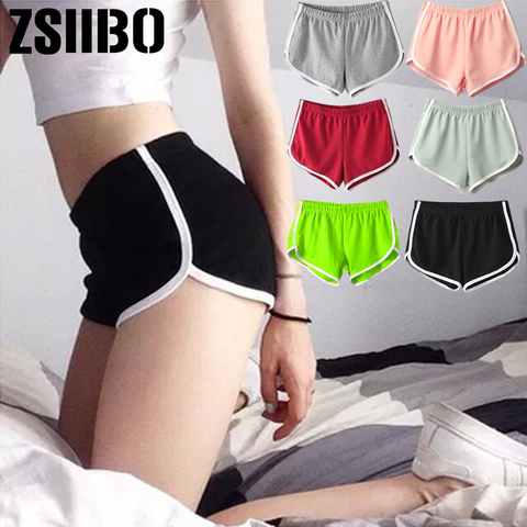 Womens Casual Stretchy Sports Low Waist Satin Shorts Gym Workout Hot Pants  Beach