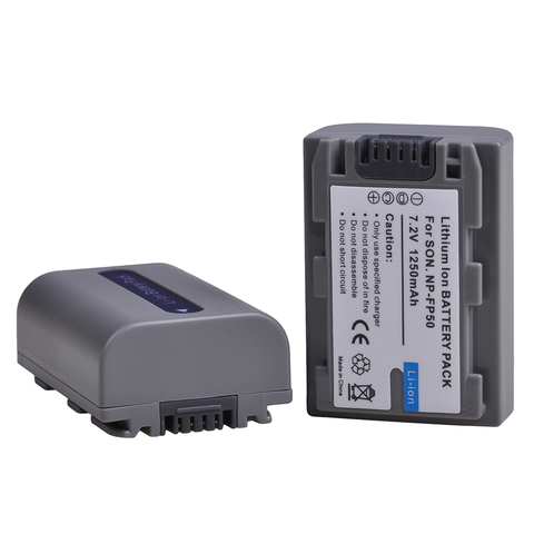 2Pcs 1250mAh NP-FP50 NP FP50 Battery for Sony NP-FP30 NP-FP60 NP-FP70 NP-FP71 NP-FP90 NP-FP91, DCR-SX40 SX40R SX41 HDR-CX105 ► Photo 1/6