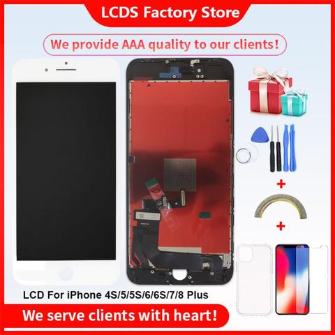 Grade AAA LCD For iPhone 6 7 8 6S Plus LCD Display Screen For iPhone 4S 5 5C 5S SE No Dead Pixel+Tempered Glass+Tools+TPU Case ► Photo 1/6