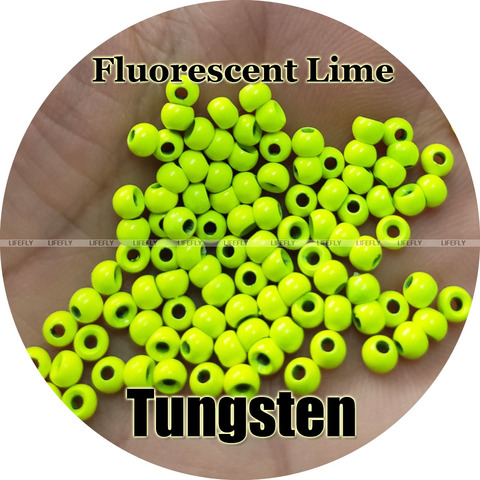 Fluorescent Lime Color, 100 Tungsten Beads, Countersunk, Fly Tying, Fishing ► Photo 1/1