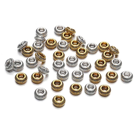 50pcs/lot 7mm Antique Gold  Charm Bracelet Beads Findings Loose Spacer Beads For Jewelry Making Supplies DIY Accessories ► Photo 1/6