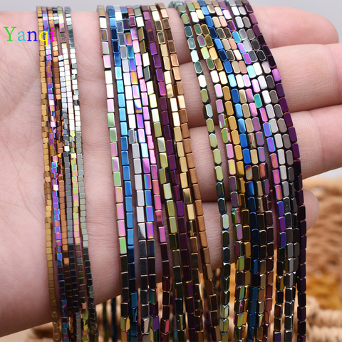 95pcs/lot Shining Plated Multicolor Natural Stone Hematite Beads Rectangle Square Cube Shape Beads for Jewelry Making DIY ► Photo 1/6