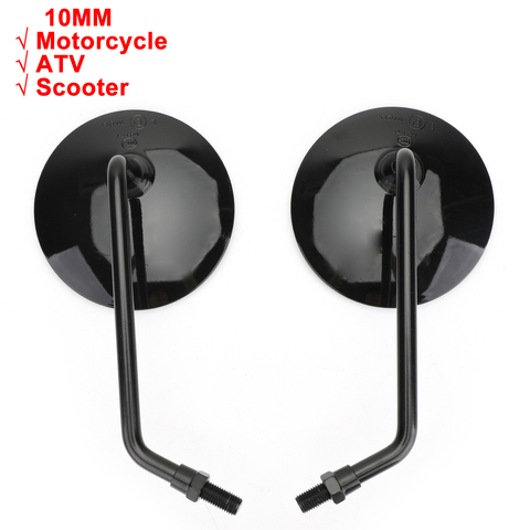 Artudatech For Sym For Kymco For Vespa Accessories Black Round Universal Rearview Mirrors Pair 10mm Motorcycle Motorbike Scooter ► Photo 1/5