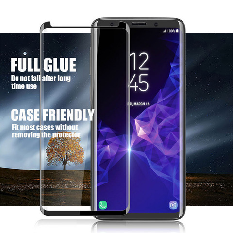 5D Tempered Glass Screen Protector For Samsung Galaxy S9 Case Friendly Curved 
