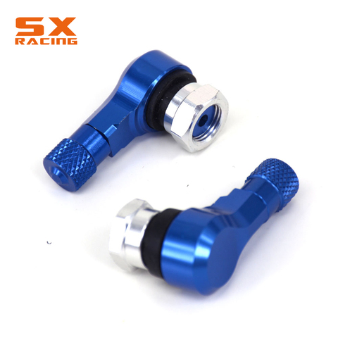 Motorcycle CNC Universal Bule 2PCS Rim Wheel Valve Stems Tire Tyre Cap 90 Degree For YAMAHA YZF R1 R6 FZ1 FZ6 FAZER T-MAX FJR ► Photo 1/6