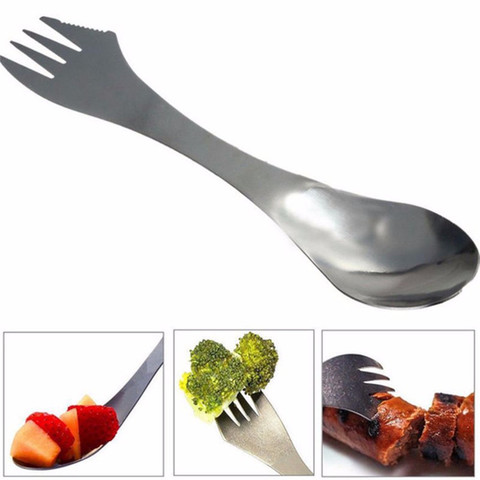 Cutlery tableware multi tool Picnic stainless steel Spork fork spoon backpack camp utensil flatware Portable long cookware ► Photo 1/1