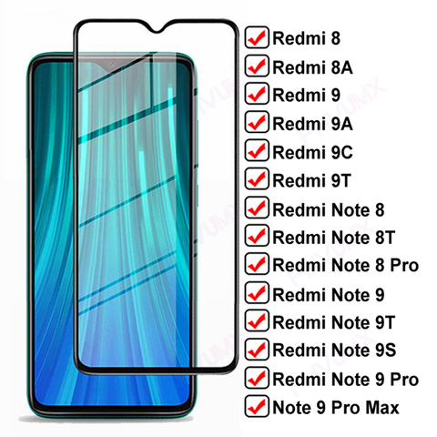 11D Full Tempered Glass For Xiaomi Redmi 8 8A 9 9A 9C 9T Screen Protector Redmi Note 8 9 Pro Max 8T 9T 9S Protective Glass Film ► Photo 1/6