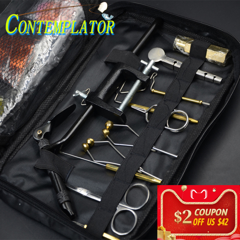 1Set Standard Fly Tying Kit Containing AA-Vise Threader Bobbin Holder Half Hitch Hackle Guard Fly Fishing Tools With Handy Bag ► Photo 1/6