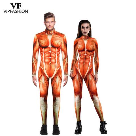 Men's 3d Printed Muscle Bodysuit Halloween Muscle Costume