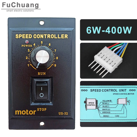 US-52 AC Motor Speed Pinpoint Regulator Controller 6W/10W/15W/25W/40W/60W/90W/120W/140W/150W/160W/180W/200W/250W/300W/400W ► Photo 1/6