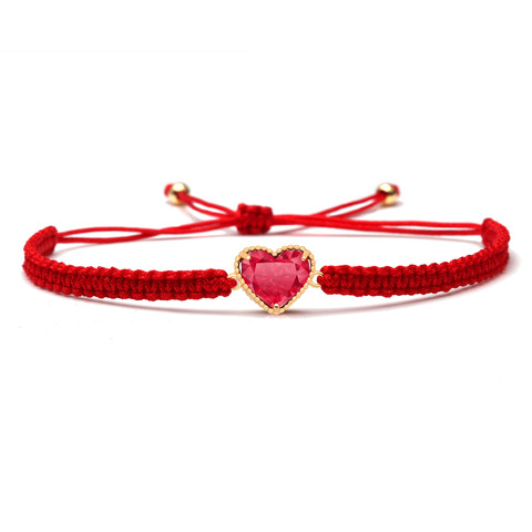 Red Zircon Crystal Copper Peach Love Charm Bracelet Women Men 2022 New Fashion Red Pink Blue Grey String Braided Bracelets Gift ► Photo 1/4