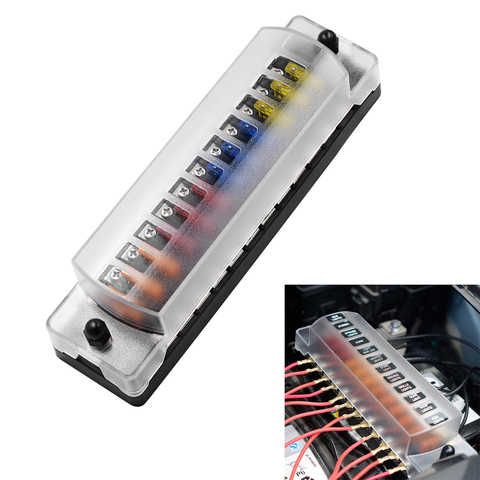 Jtron 6 way/12 way  car fuse box for  ATO/ATC 1-20A fuse DC 32V M5 screw type connector fuse holder with fuse ► Photo 1/6