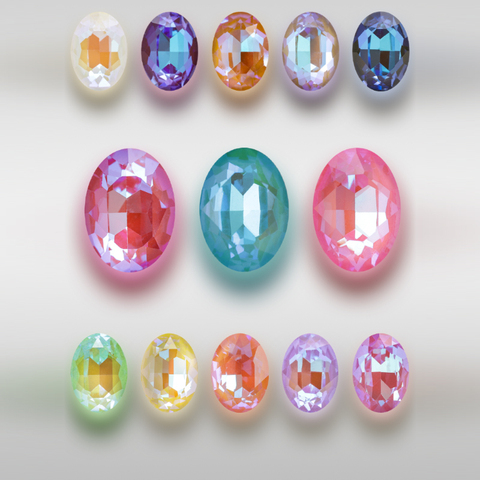 Oval Shape Mocha Color Fancy Stones Crystals Pointback Glass Strass Loose Rhinestones Shiny Blue Rhinestones Nails Decoration ► Photo 1/5